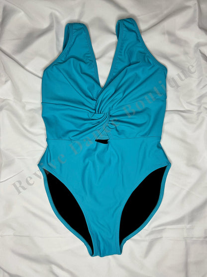 Oh La La Twist Front Leotard – Blue (Child XL / CXL)