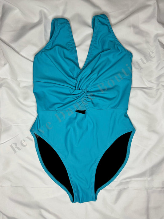 Oh La La Twist Front Leotard – Blue (Child XL / CXL)