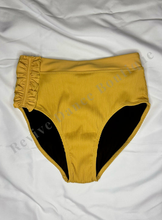 Ooh La La Ribbed High-Waist Briefs – Mustard (Child Extra Large / CXL)