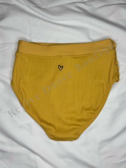Ooh La La Ribbed High-Waist Briefs – Mustard (Child Extra Large / CXL)