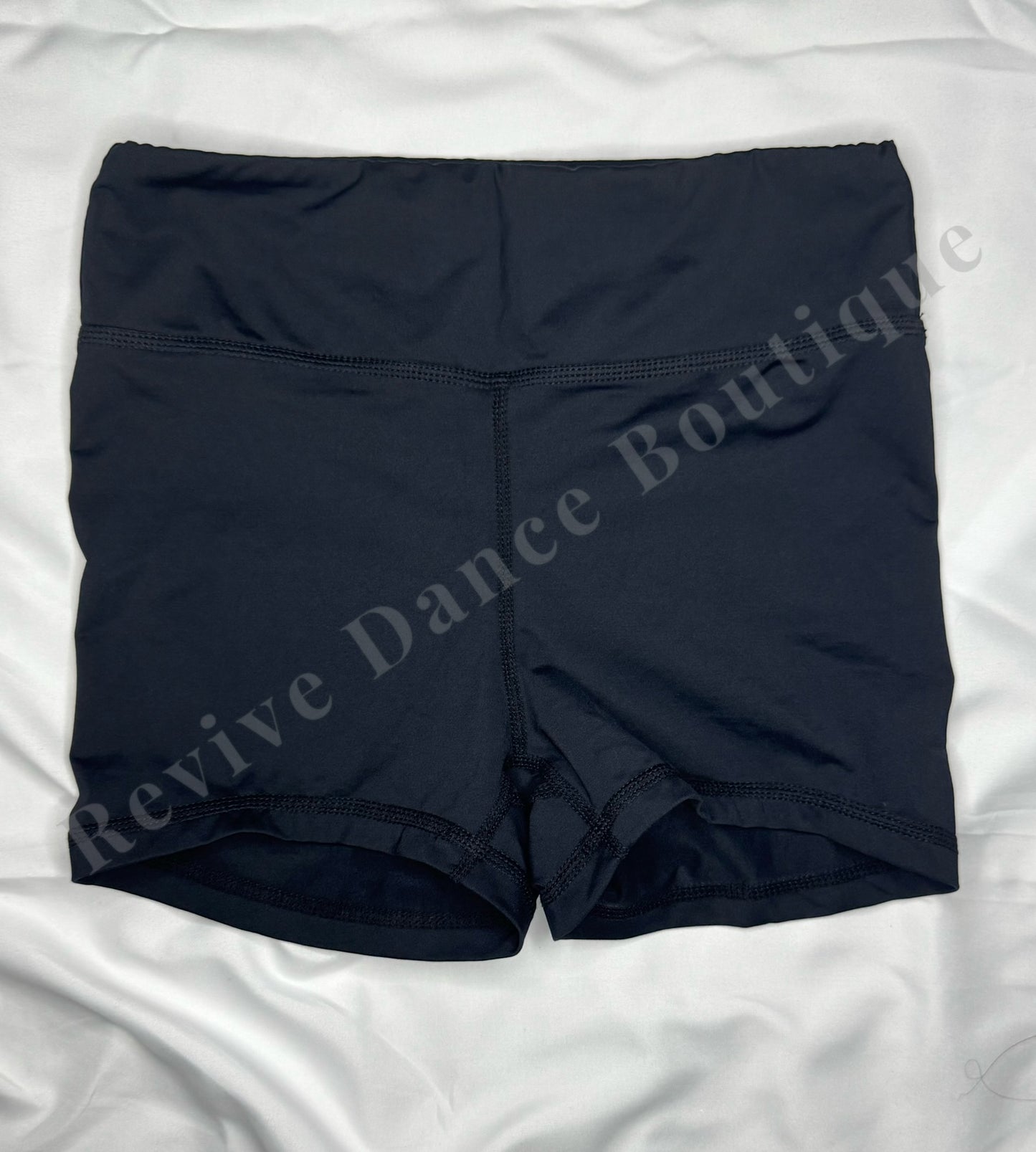 Weissman FlexTek High-Waisted Dance Shorts – Black – Child Large (CL)