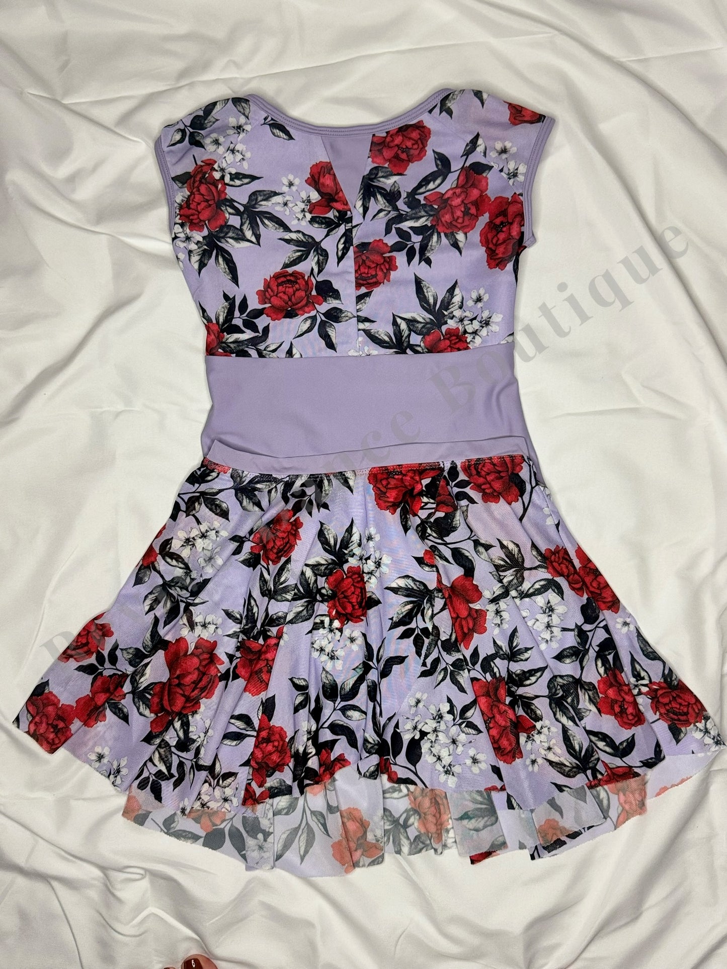 Chic Ballet by Oh La La  Floral Mesh Skirted Leotard – Lavender Floral – Child Large (CL)