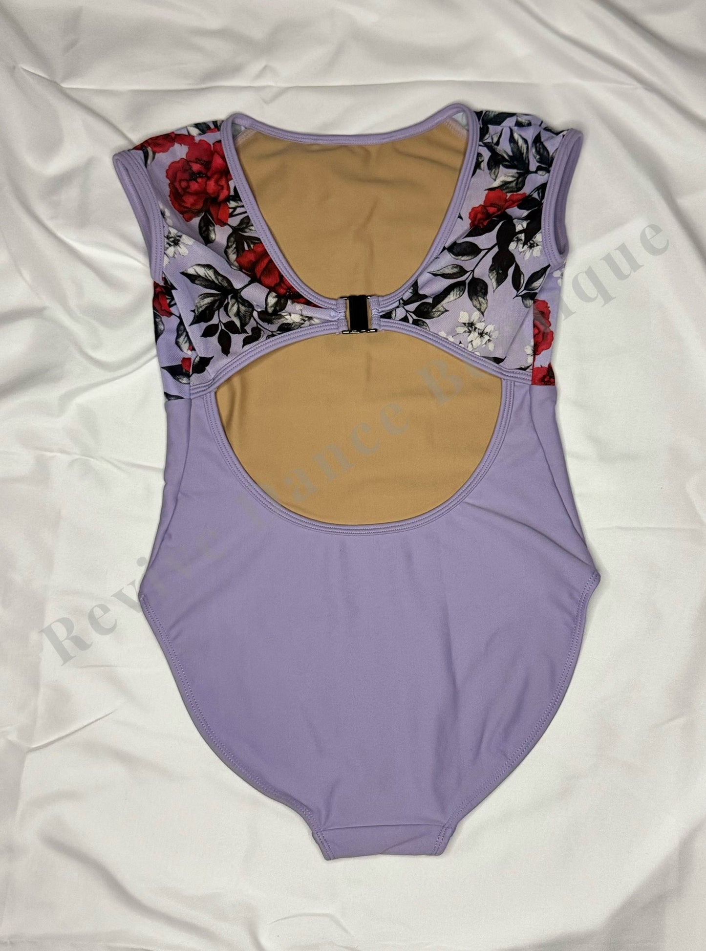 Chic Ballet by Oh La La  Floral Mesh Skirted Leotard – Lavender Floral – Child Large (CL)