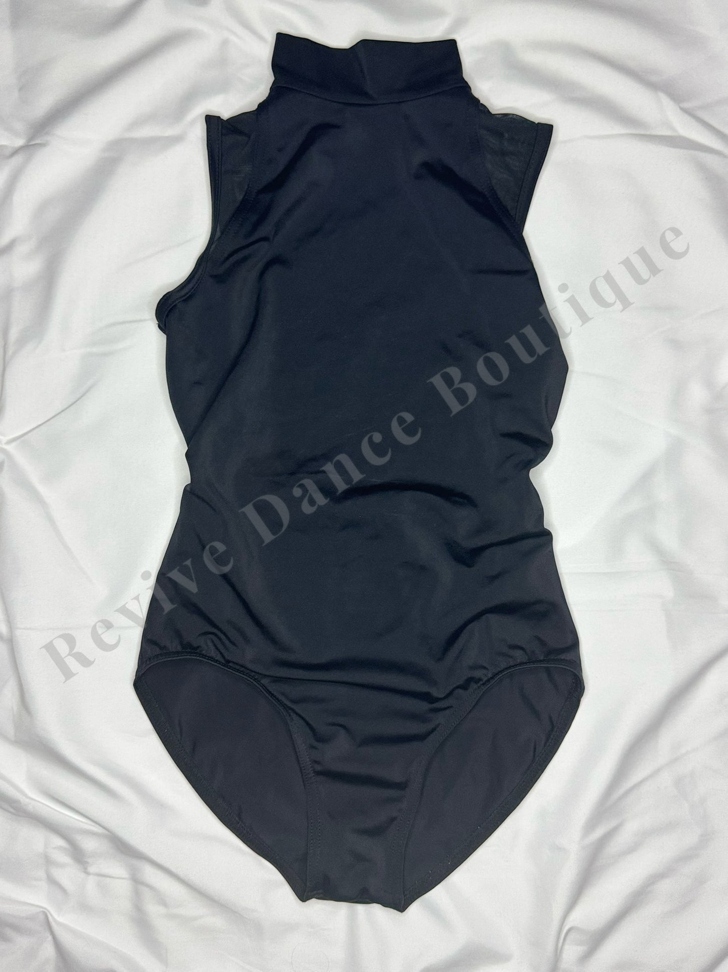 Balera Mock Neck Button-Back Leotard – Black – CM