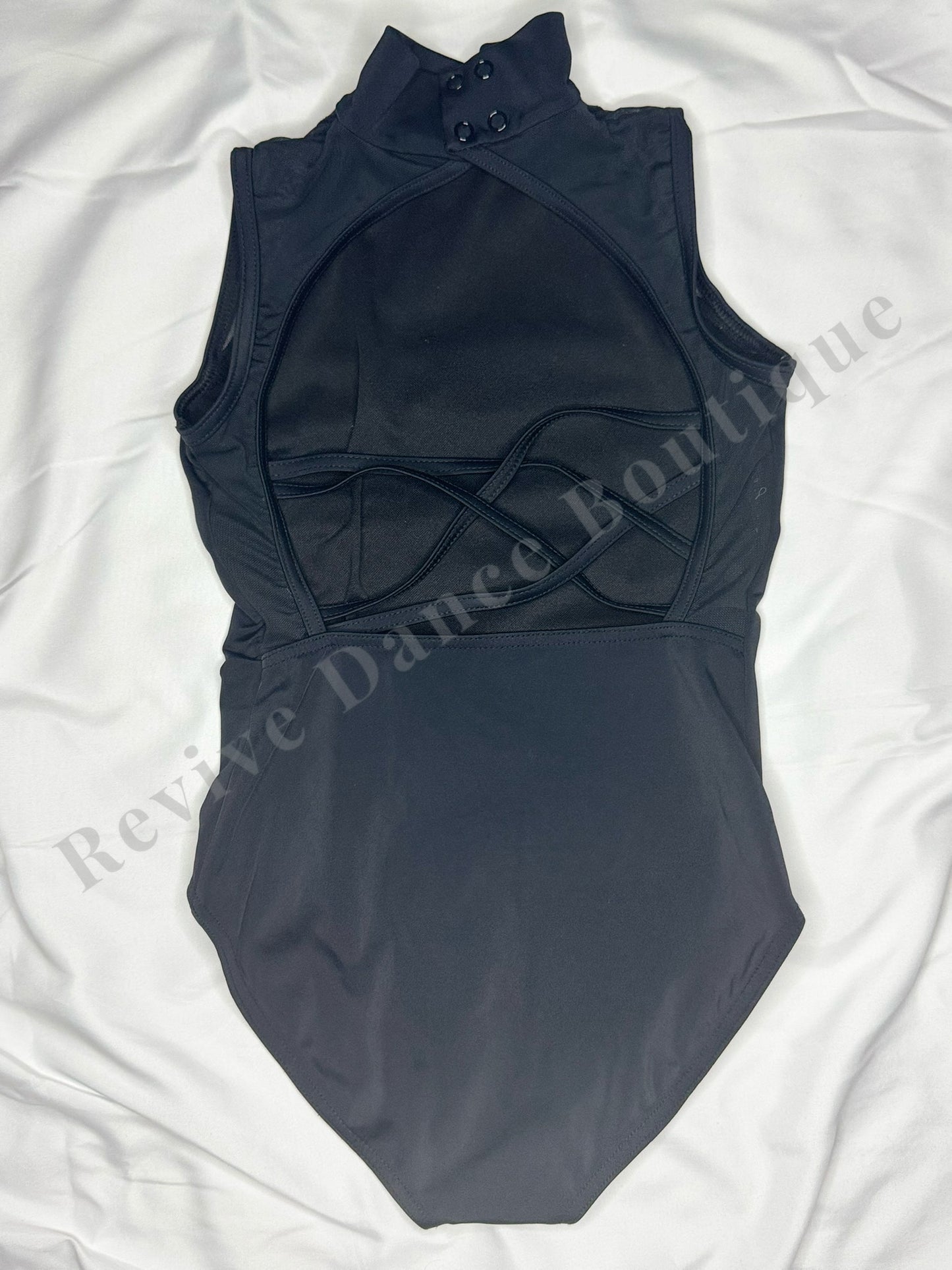 Balera Mock Neck Button-Back Leotard – Black – CM