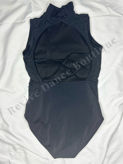 Balera Mock Neck Button-Back Leotard – Black – CM