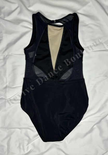 Balera Deep V Mesh Panel Leotard – Black – CM