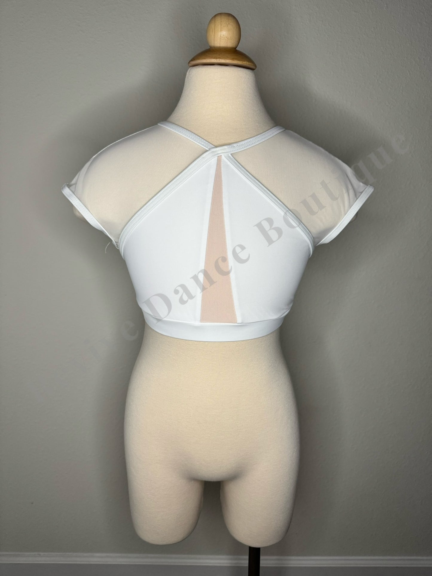 Balera Mesh Back Crop Top – White – Child Large (CL)