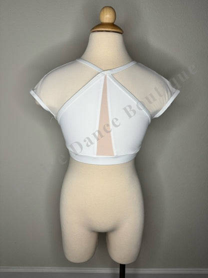 Balera Mesh Back Crop Top – White – Child Large (CL)