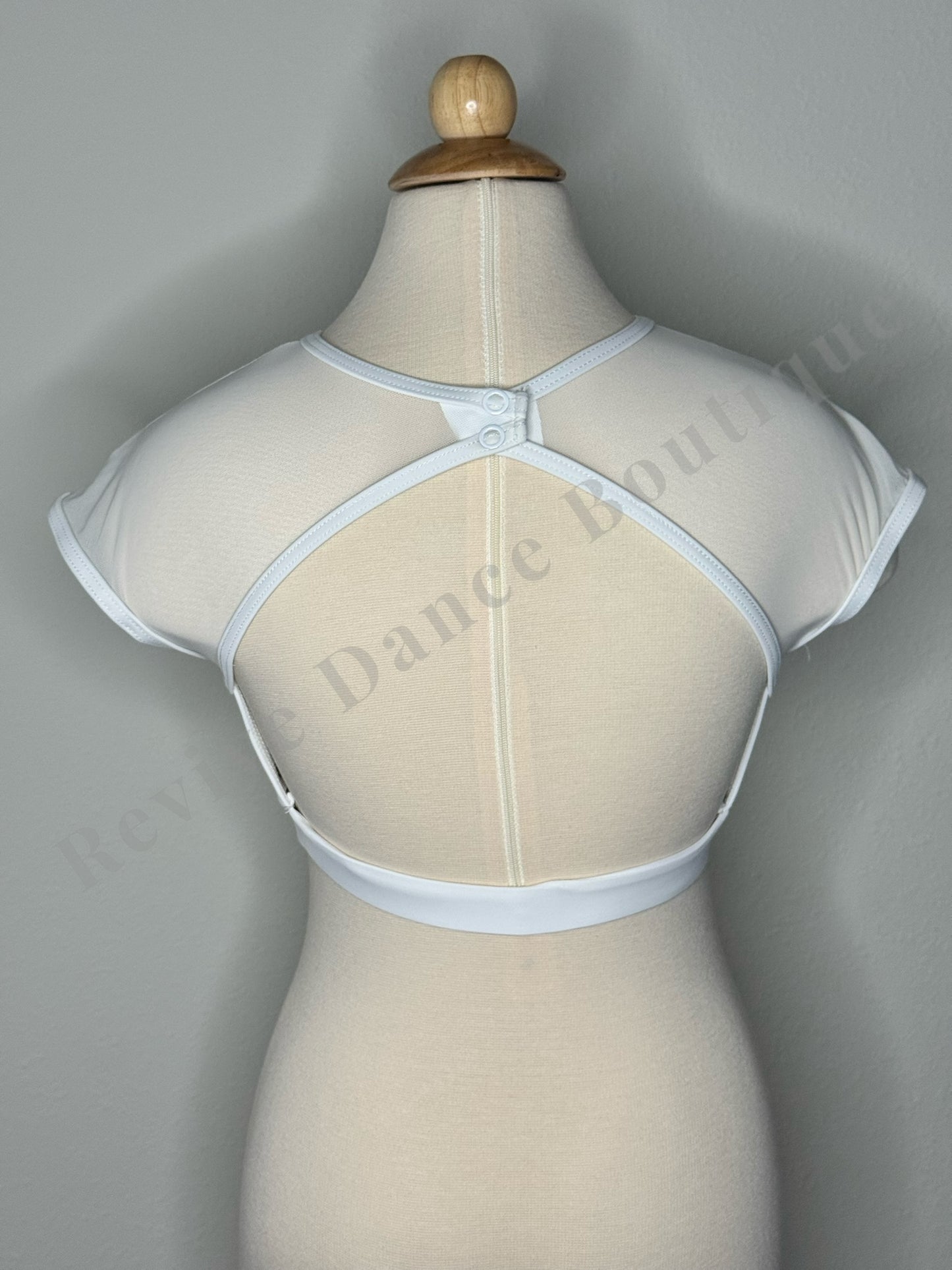 Balera Mesh Back Crop Top – White – Child Large (CL)