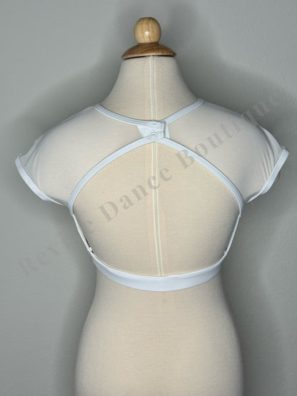 Balera Mesh Back Crop Top – White – Child Large (CL)