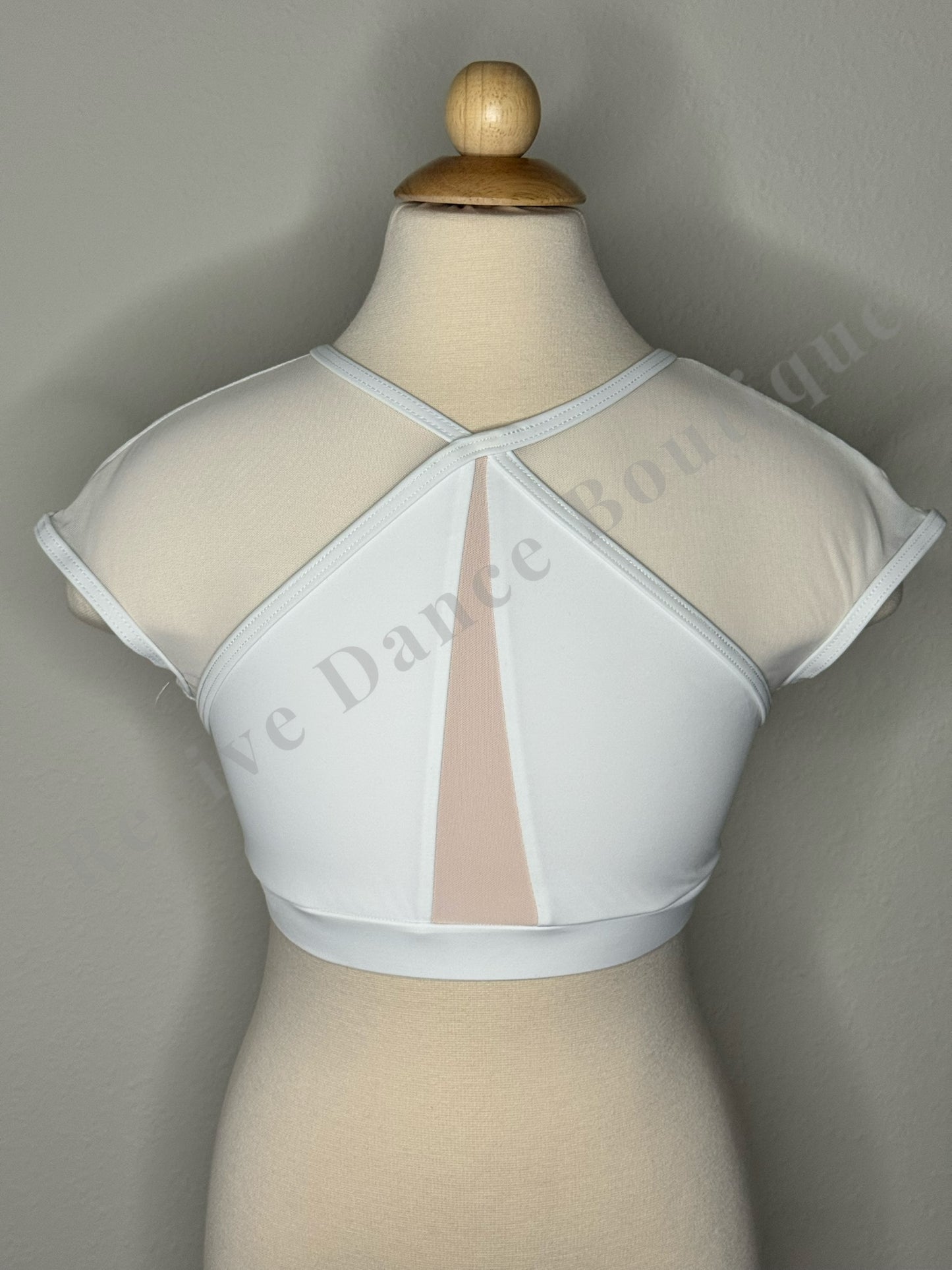 Balera Mesh Back Crop Top – White – Child Large (CL)