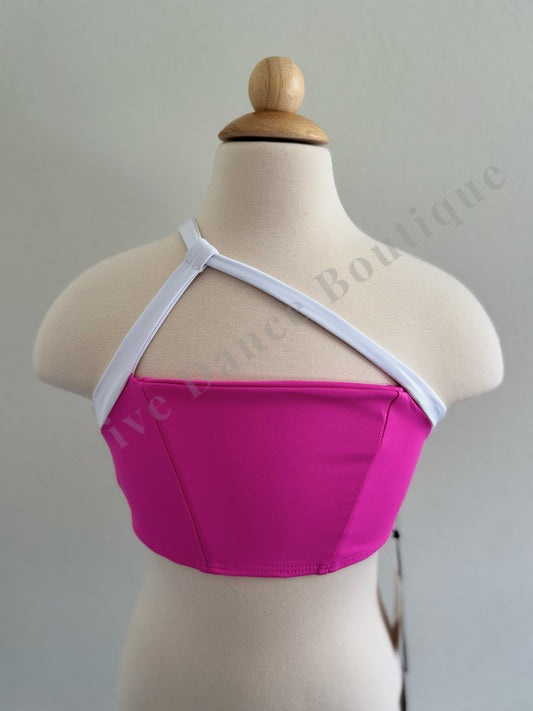 Tiger Friday High Drama Crop Top – Pink & White (Adult Extra Small (AXS), NWT)