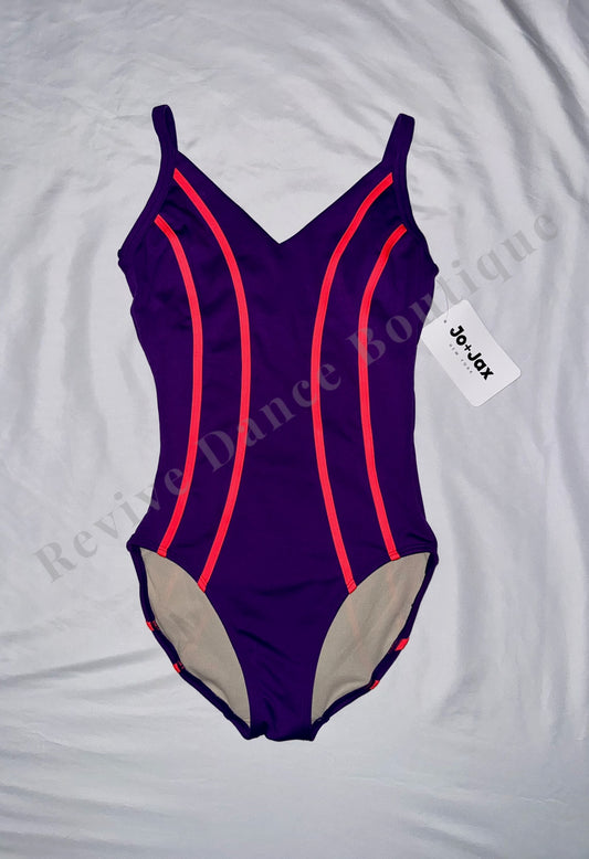 Jo+Jax Dance Leotard + Shorts Set – Purple / Neon Coral – AM