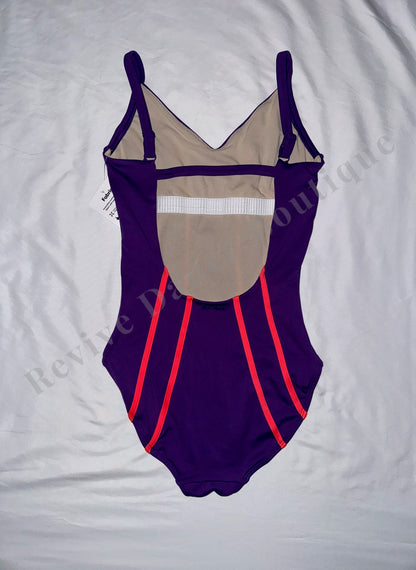 Jo+Jax Dance Leotard + Shorts Set – Purple / Neon Coral – AM