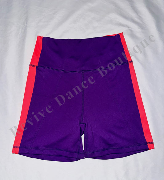Jo+Jax High-Waisted Biker Shorts – Purple/Coral – AM