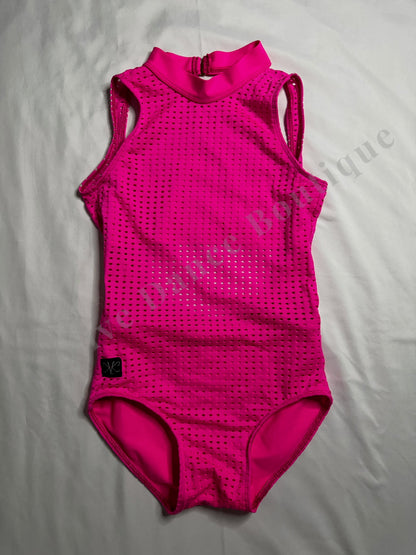 Kandi Kouture Mesh Dance Leotard – Neon Pink – CXL