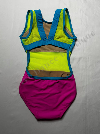 Kandi Kouture Mid Mesh Leotard – Neon Yellow/Teal/Pink – CS