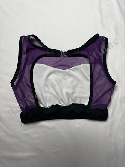 Tiger Friday Mesh Panel Crop Top – Black / White / Purple – AS