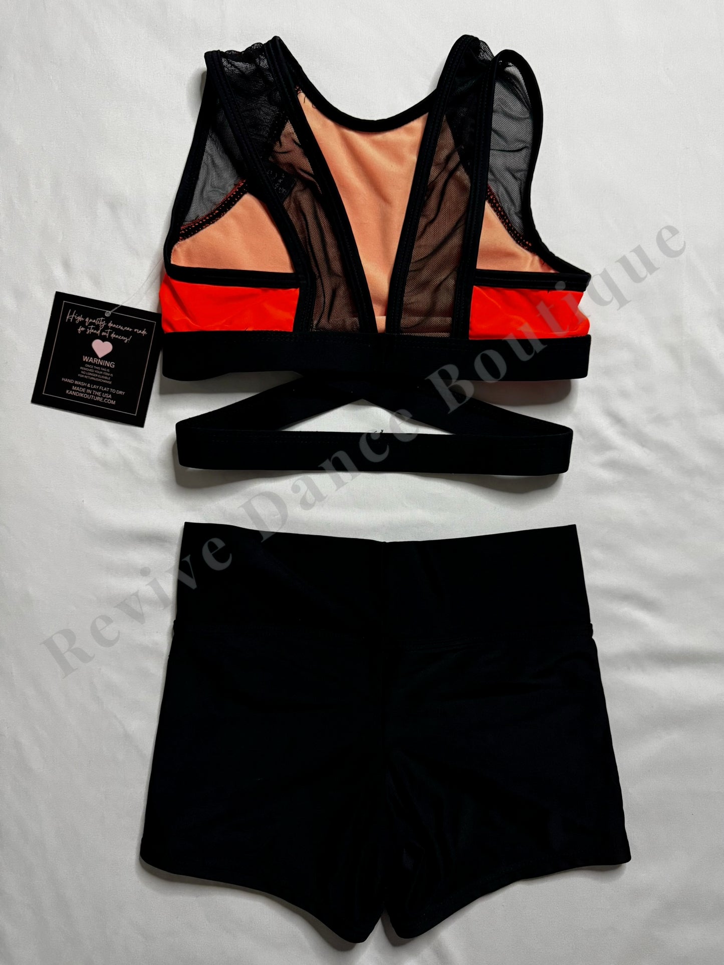Kandi Kouture two piece set – Orange and Black (Child Large (CL), EUC)