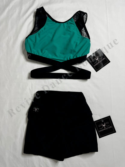 Kandi Kouture Two-Piece Dance Set – Teal / Black – CL