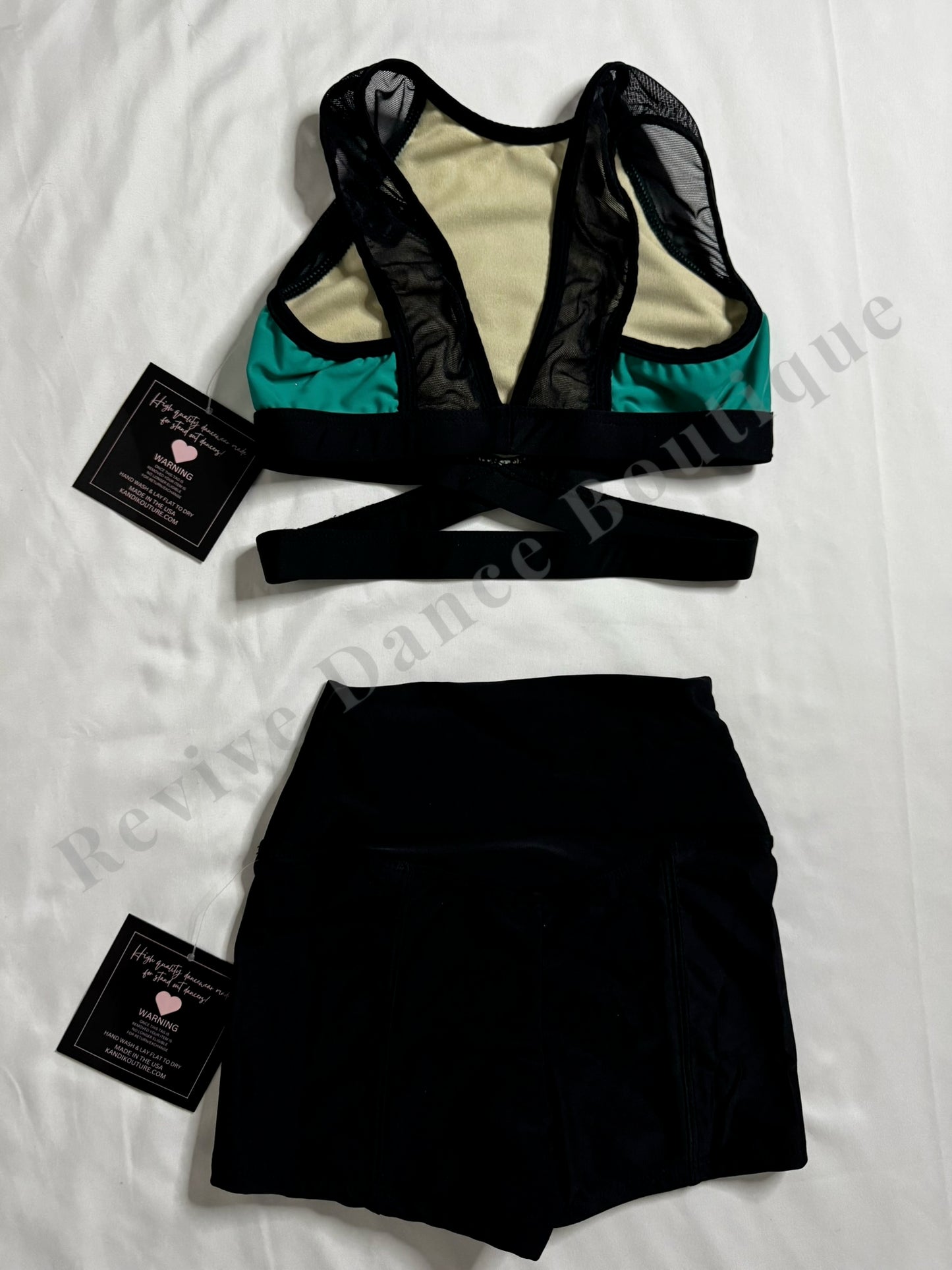 Kandi Kouture Two-Piece Dance Set – Teal / Black – CL
