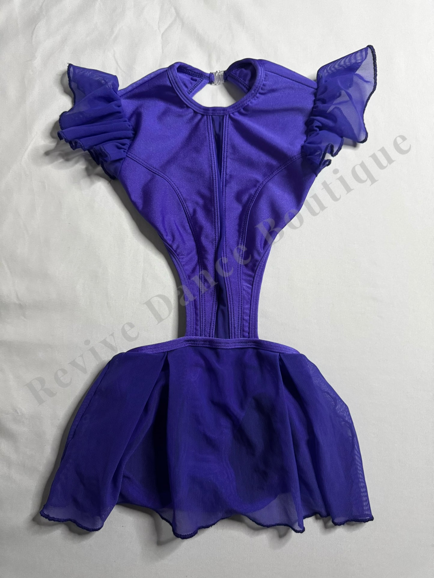 LA Dance Design Ruffle Sleeve Performance Leotard – Purple – CS