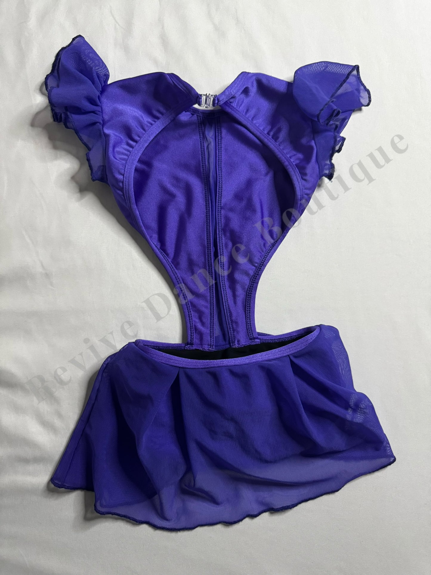 LA Dance Design Ruffle Sleeve Performance Leotard – Purple – CS