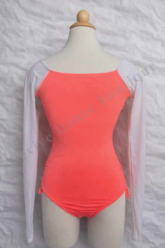 Tiger Friday Long Sleeve Mesh Leotard – Neon Coral / White – AXS